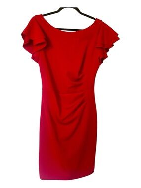 NWT Jessica Howard Red Flutter Sleeve Dress Sz 14